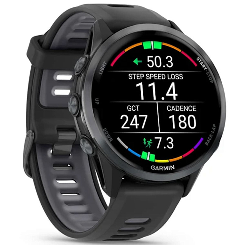 Спортивний годинник Garmin Forerunner 970 Carbon Gray DLC Titanium with Black Case and Black/Translucent Whitestone Band (010-02969-00)