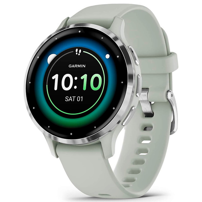 Спортивний годинник GARMIN Venu 3s Silver Stainless Steel Bezel with Sage Gray Case and Silicone Band