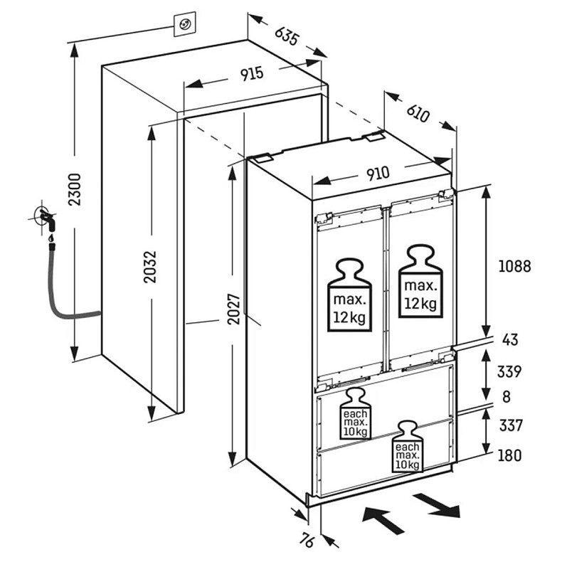 Вбудований двокамерний холодильник Liebherr ECBNe 8872