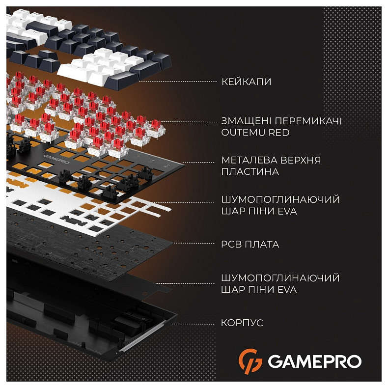 Клавиатура GamePro Genesis Metallic MK144B Outemu Red Swithes USB Black