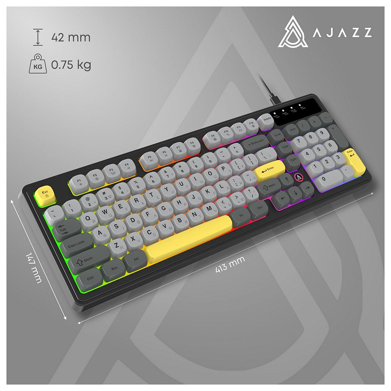 Клавиатура Ajazz AF98 Black USB-C Black Gray Yellow (AF98-BGY)