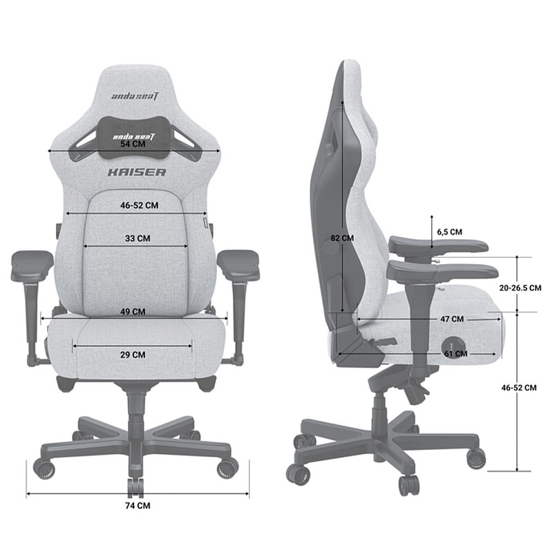Кресло для геймеров Anda Seat Kaiser 4 Black Fabric Size L (AD12YDDC-L-20-B-CF)