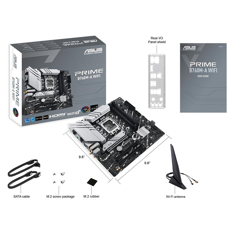 Материнcька плата ASUS PRIME B760M-A WIFI s1700 B760 4xDDR5 M.2 HDMI DP Wi-Fi BT mATX