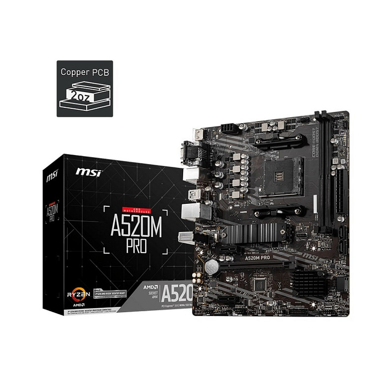 Материнская плата MSI A520M PRO sAM4 A520 2xDDR4 M.2 HDMI DVI DP mATX