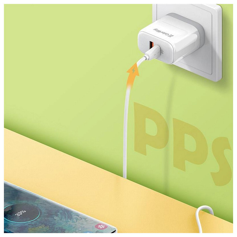 Сетевое зарядное устройство ColorWay Power Delivery Port PPS USB (Type-C PD + USB QC3.0) (45W) Black