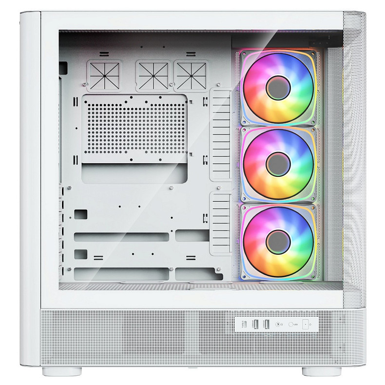Корпус Modecom VOLCANO AQ500 ARGB MIDI FRONT LCD 6,2”, 4x120mm fans WHITE без БЖ ATX