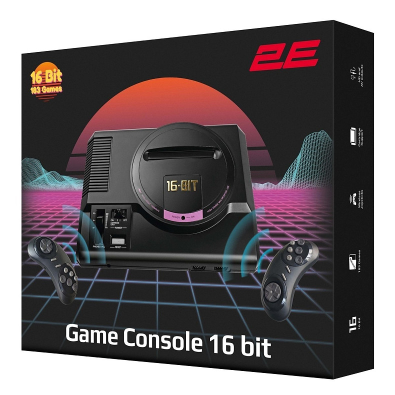 Игровая приставка 2Е 16bit (2 беспроводных геймпада, 183 игры)