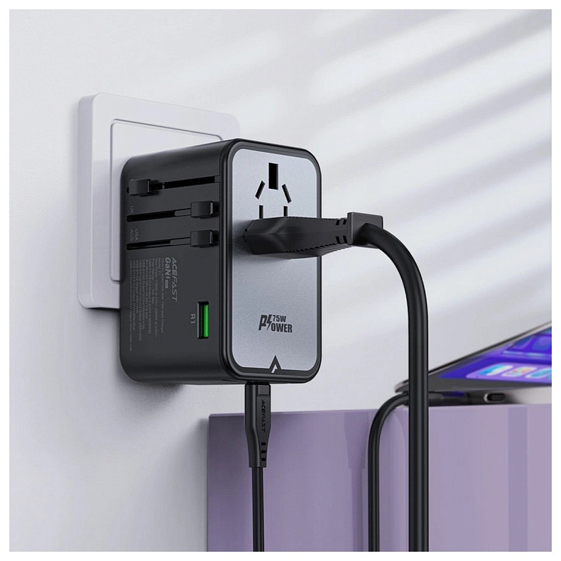 Зарядное устройство 5xUSB 75W (3xUSB-C+2xUSB-A) Gan Z1 Fast Charger Acefast