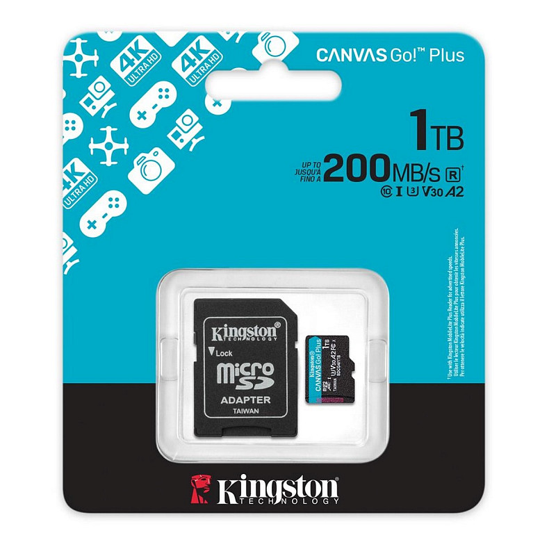 Карта пам'яті MicroSDXC 1TB UHS-I/U3 10 Kingston Canvas Go! Plus R200/W160MB/s + SD-адаптер (SD