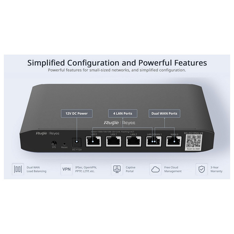 Маршрутизатор Ruijie Reyee RG-EG105G-V3
