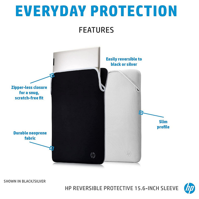 Чохол для ноутбука HP, Reversible Protective, 14", неопрен, чорний/сірий