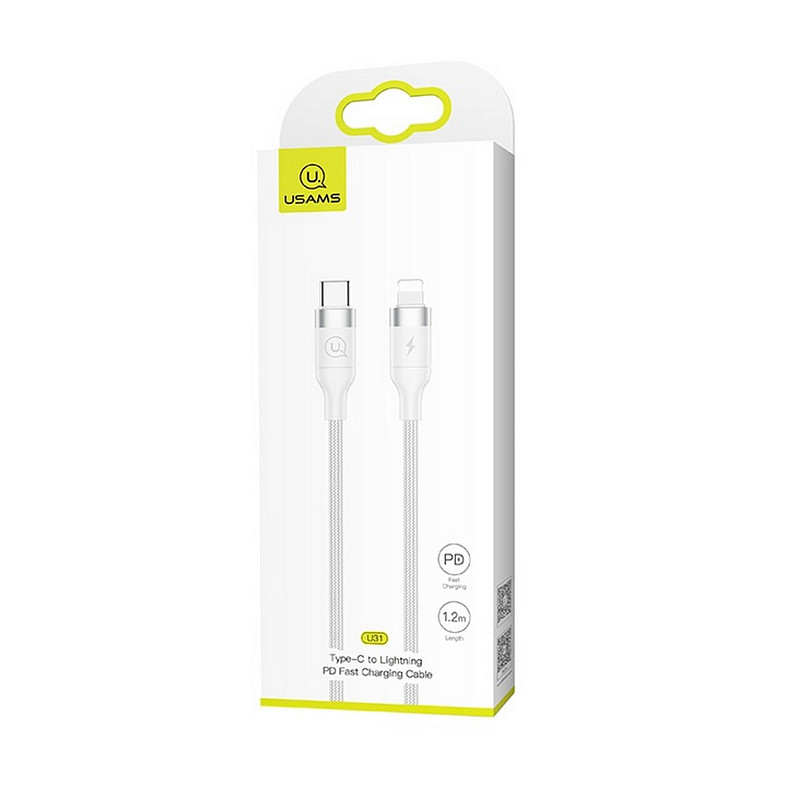 Кабель Usams US-SJ350 USB Type-C - Lightning, 1.2 м, White (SJ350USB02)