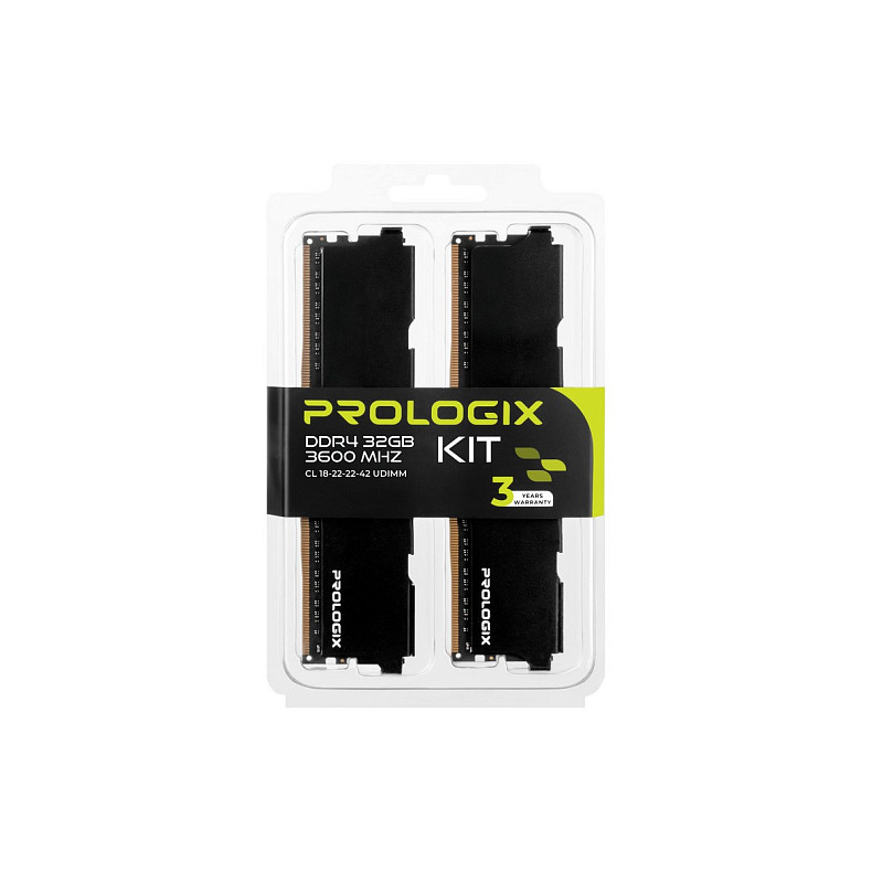 ОЗП Prologix Black 2x16GB 3600 DDR4 (PRO32GB3600B4K)