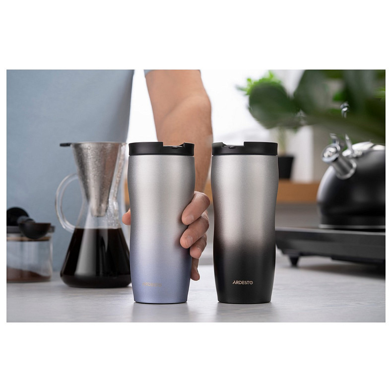 Термокружка Ardesto Metallic, 450мл, нержавеющая сталь, черная (AR2645BM)