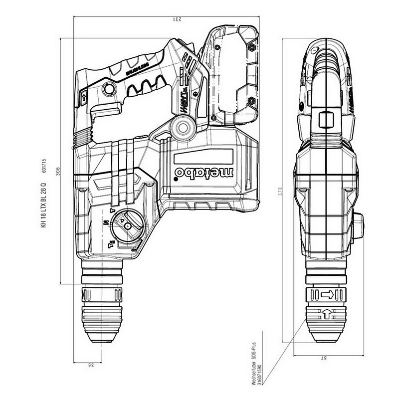 Перфоратор Metabo KH 18 LTX BL 28 Q (601715850)