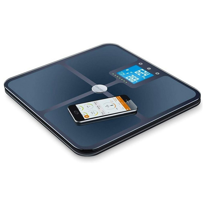 Весы Beurer напольные, 180кг, подкл. к смартфону, смысл. упр., анализ тела, 4хААА в комплекте, ст.