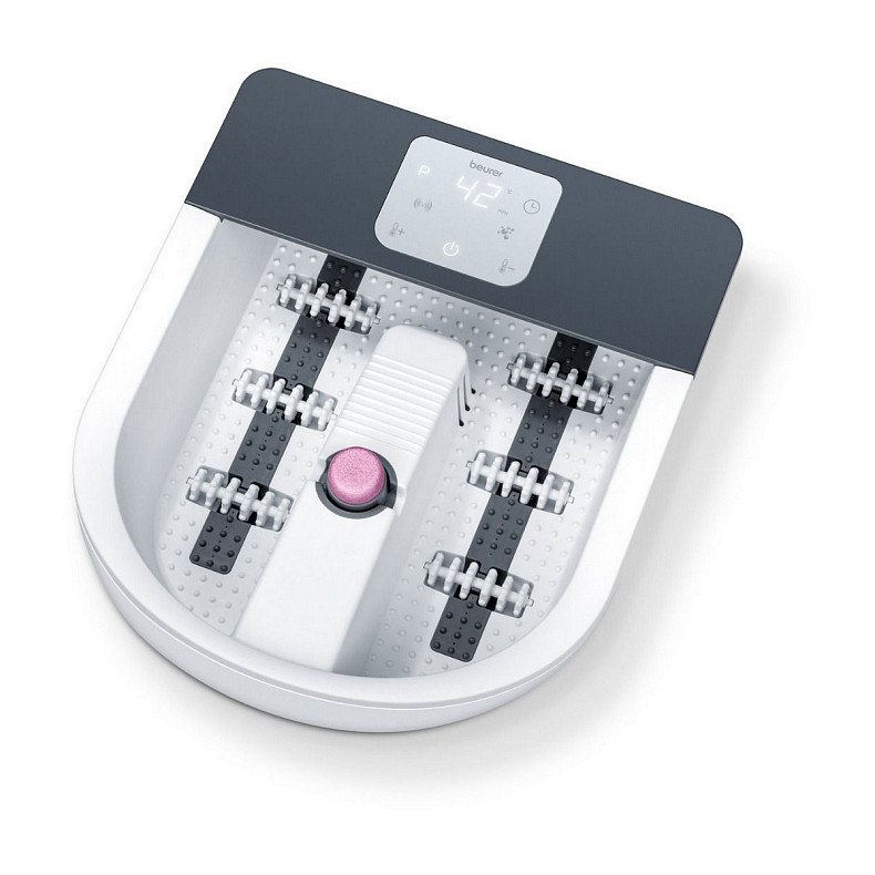 Масажна ванночка Beurer для ніг, від мережі, 3 насадки, підтрим. температури води, сенс. керув., біл