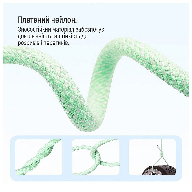 Кабель ColorWay Lightning + Type-C USB (M/M), 3.0 А, 1 м, Green (CW-CBPDCL061-G)