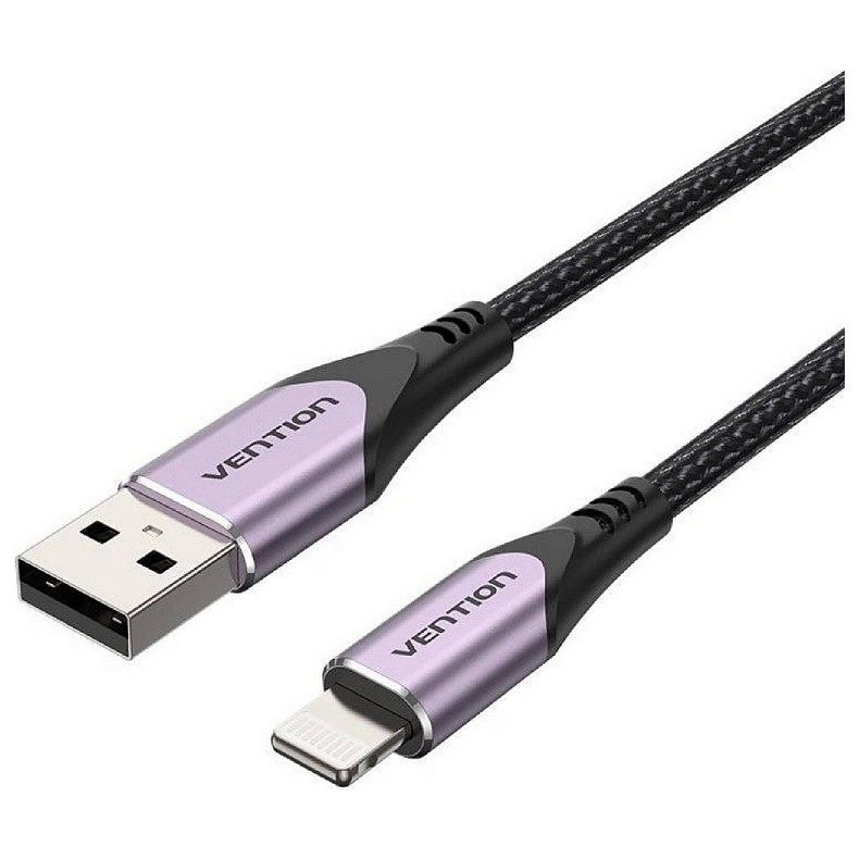 Кабель USB 2.0 AM-Lightning M, 2.0м 2.4A Aluminum Alloy Purple Vention