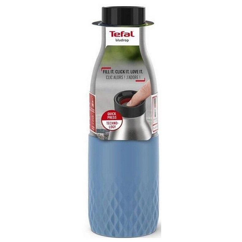 Термопляшка Tefal Bludrop soft touch, 500мл, нержавіюча сталь, блакитний (N3110710)