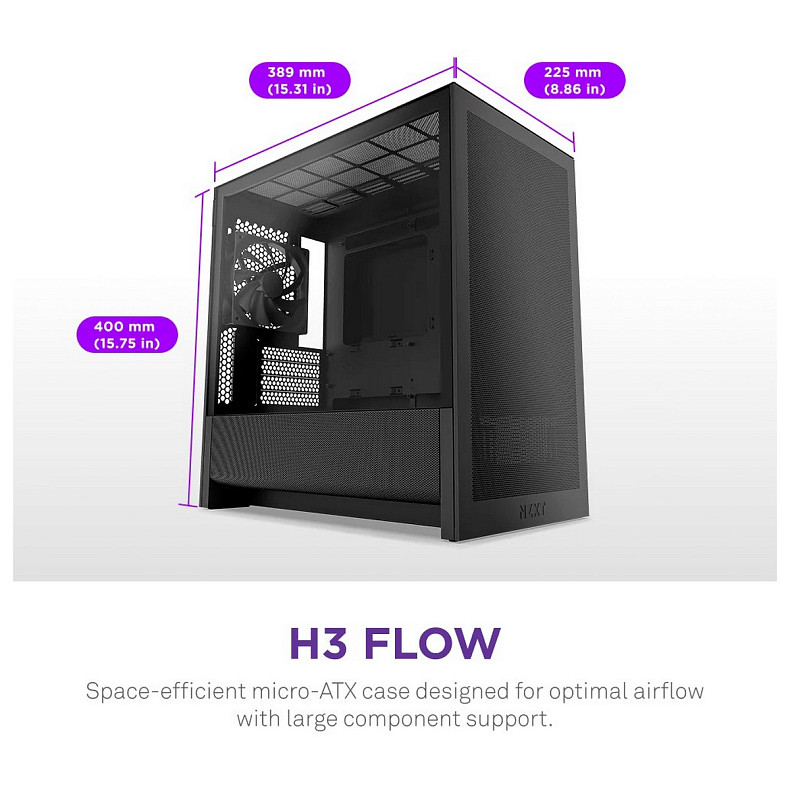 Корпус NZXT H3 Flow Black без БП (CC-H31FB-01)