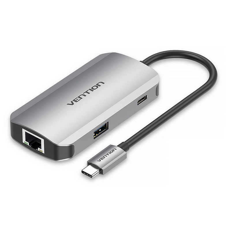 Хаб Vention USB 3.1 Type-C -> 3хUSB 3.0/RJ45 Gigabit/PD 100W 5-in-1 