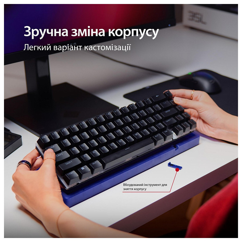 Клавіатура HyperX Alloy Origins 2 65key, Red, USB-A, Hot-Swap, EN/UA, RGB, чорний