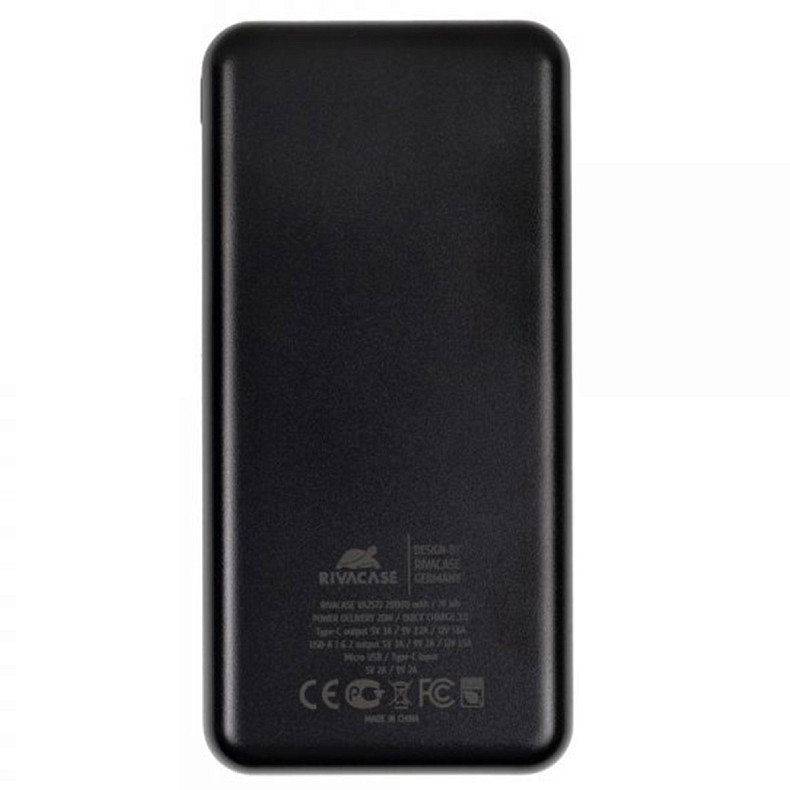 Универсальная мобильная батарея Rivacase VA2572 20000mAh QC/PD Black