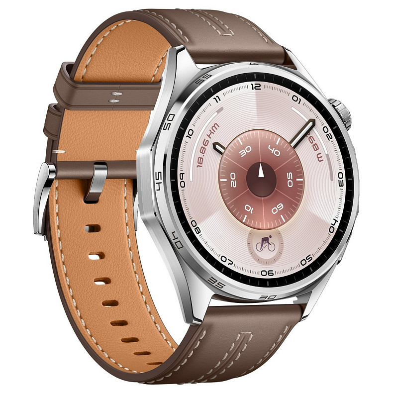 Смарт-часы Huawei Watch GT 6 46mm Steel with Brown Composite Leather Strap (55020FTW)
