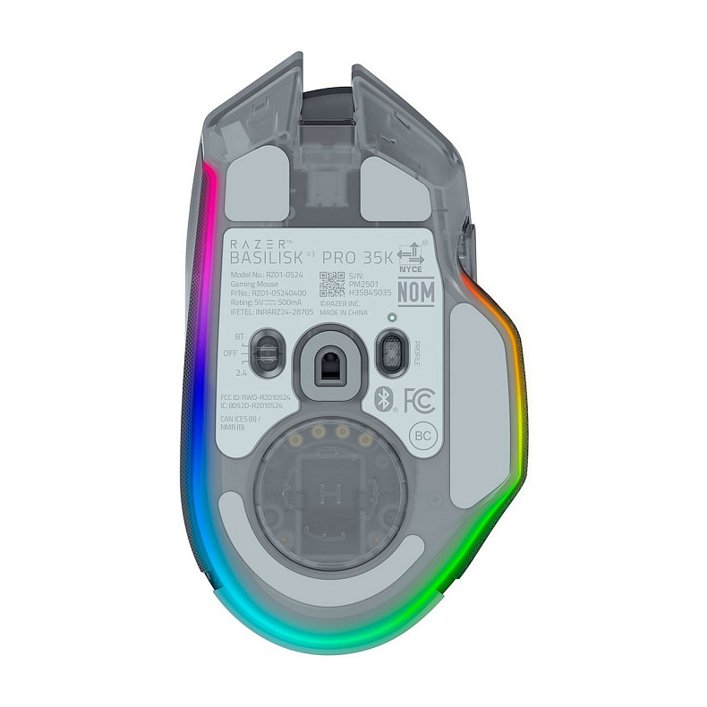 Миша Razer Basilisk V3 Pro 35K, RGB, USB-A/WL/BT, Phantom White Ed.