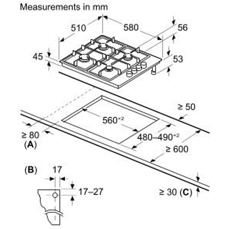 Газовая поверхность Bosch PBH6C5K90R