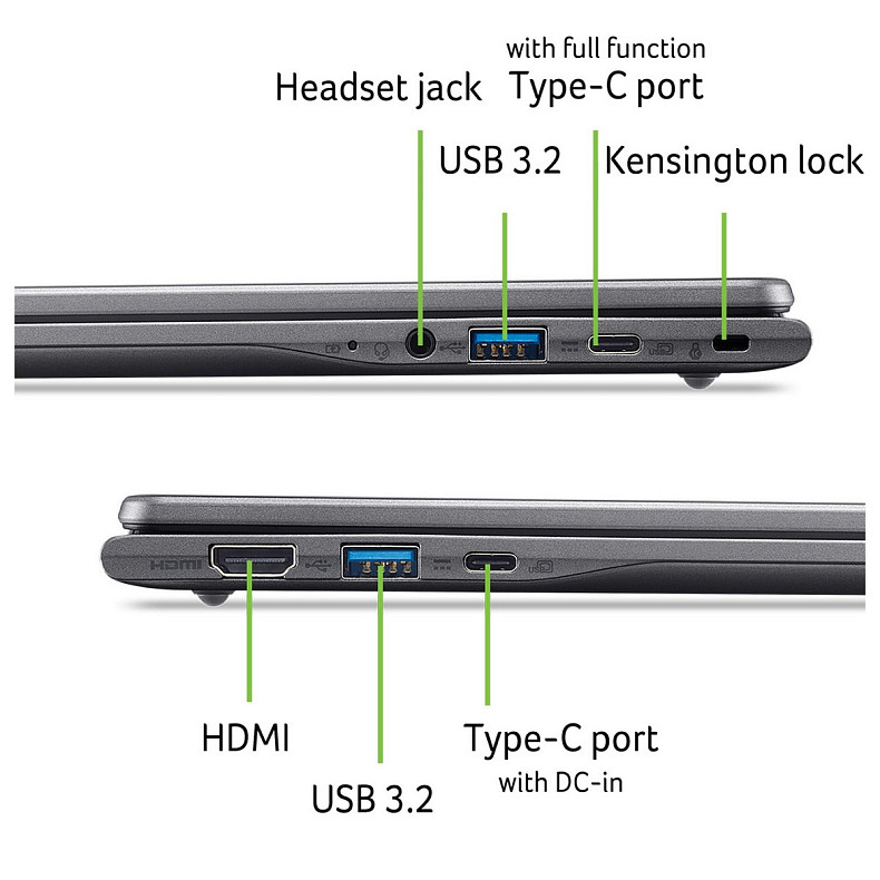 Ноутбук Acer Chromebook Plus CB514-6HT 14" WUXGA IPS Touch, Intel 3-N355, 16GB, F512GB, UMA, ChromeOS