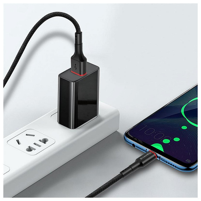 Кабель ColorWay USB - USB Type-C (M/M), 2.4 А, 1 м, Black (CW-CBUC064-BK)