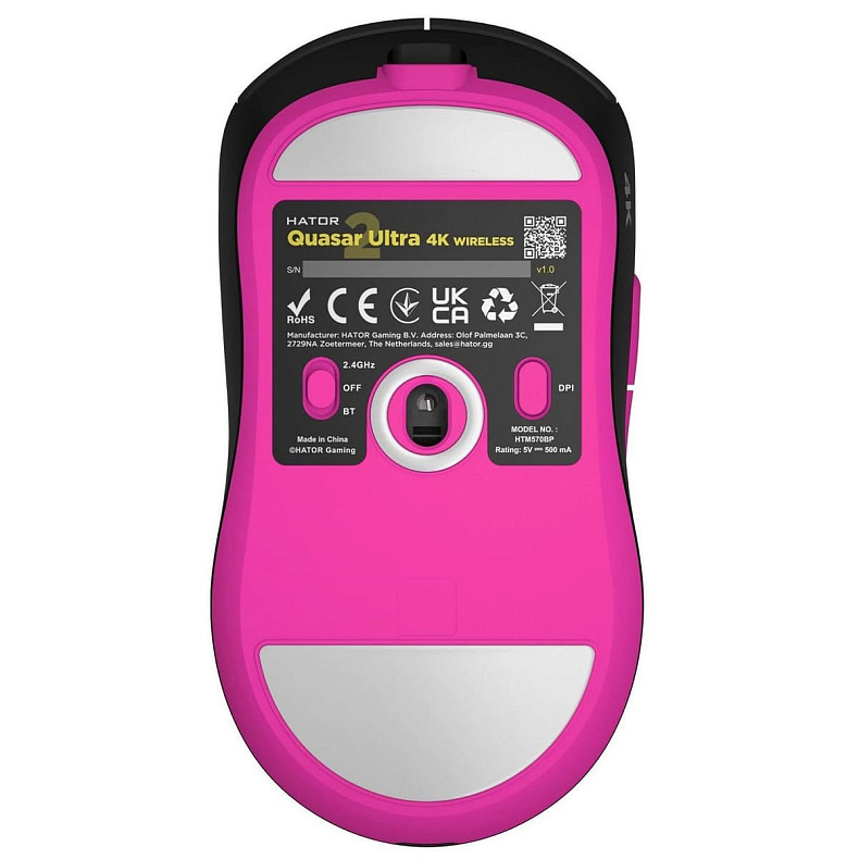 Мышь HATOR Quasar 2 ULTRA 4K wireless (HTM570BP) black/pink