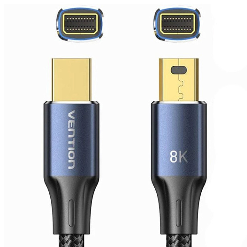 Кабель DisplayPort mini M - mini M 2.0м, V1.4, 8K 60Гц 32.4Gbps Blue Aluminum Alloy, Vention