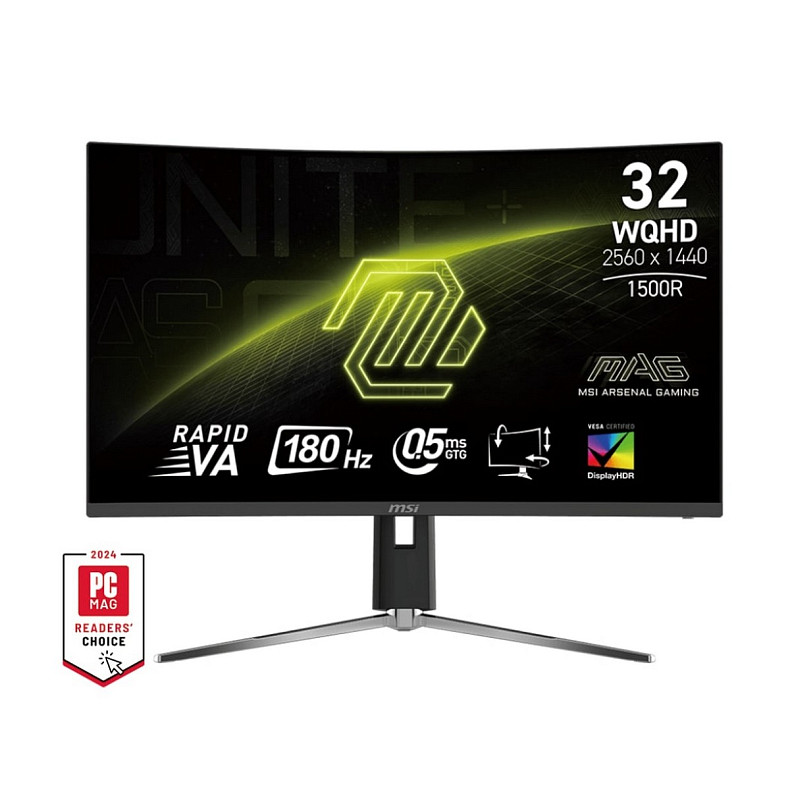 Монітор MSI 31.5" MAG 32CQ6PF 2xHDMI, DP, Audio, VA, 2560x1440, 180Hz, 0.5ms, sRGB 101%, CURVED, Ada