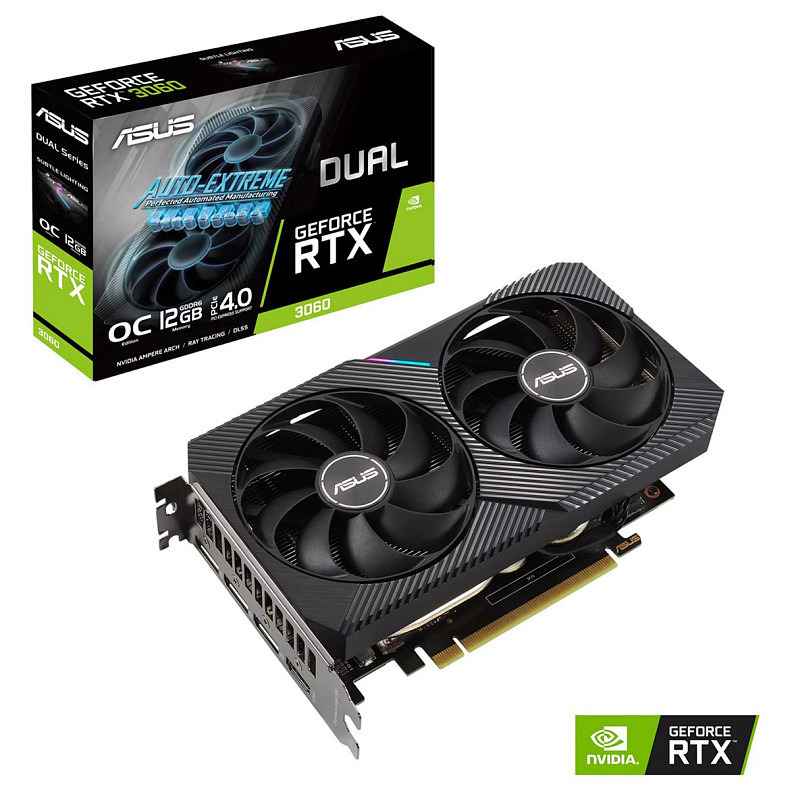 Відеокарта ASUS GeForce RTX 3060 12GB GDDR6 DUAL OC V2 DUAL-RTX3060-O12G-V2 (90YV0GB2-M0NA10)