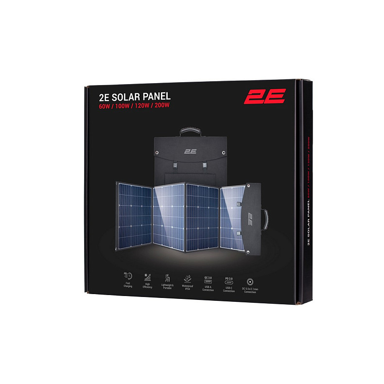 Портативна сонячна панель 2E, DC 120 Вт, USB-С 18 Вт, USB-A 24 Вт