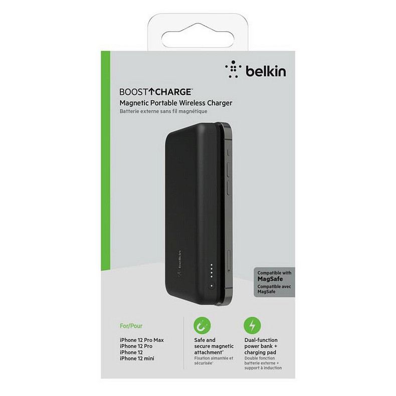 Універсальна мобільна батарея Power Bank Belkin 10000mAh, MagSafe Wireless, black