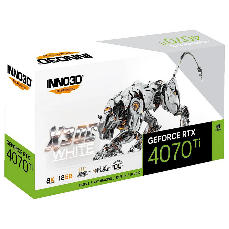 Відеокарта GeForce RTX4070 Ti Inno3D X3 OC WHITE, 12GB GDDR6X, 192bit, PCI Express (N407T3-126XX-186148W)