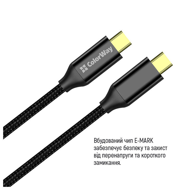Кабель ColorWay USB Type-C + USB Type-C (M/M), 5.0 А, 1 м, Black (CW-CBPDCC062-BK)