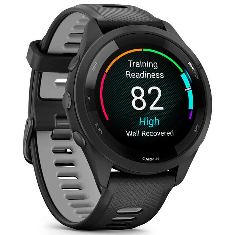 Спортивные часы GARMIN Forerunner 265 Black Bezel and Case with Black/Powder Gray Silicone Band