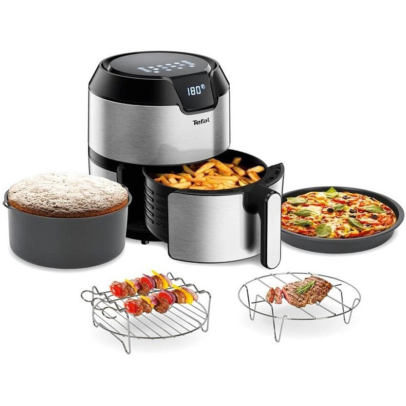 Мультипечь Tefal Easy Fry Deluxe, 1500Вт, чаша-4.2л, сенсорное управл., от 80°C до 200°C нержавеющая ст.