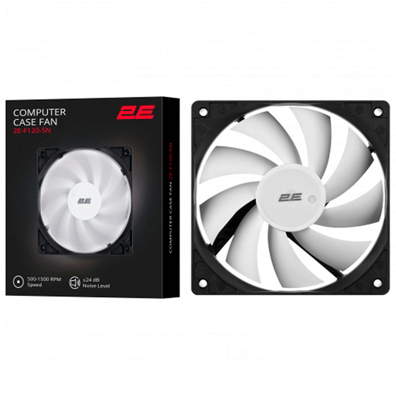 Корпусный вентилятор 2E F120-SN, 120мм, 500-1500rpm, 4pin 24dBa, черный