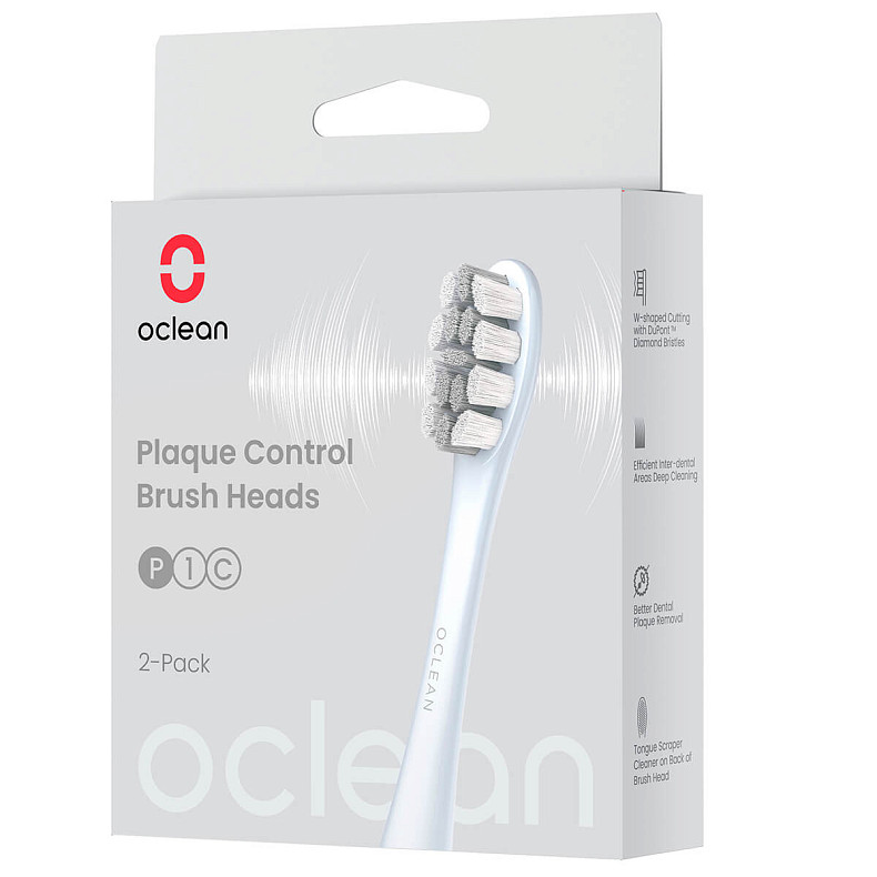 Насадка Oclean P1C9 удаление налета середняя жесткость серебрянная 2 шт