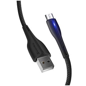 Кабель ColorWay USB-MicroUSB, 2.4А, 1м, PVC+Led, Black (CW-CBUM034-BK)