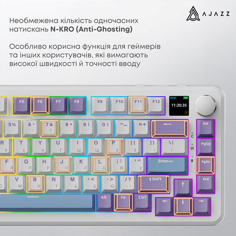 Клавіатура Ajazz AK820 MAX Magnetic switches - Purple (AK820MAX-M-PWB)