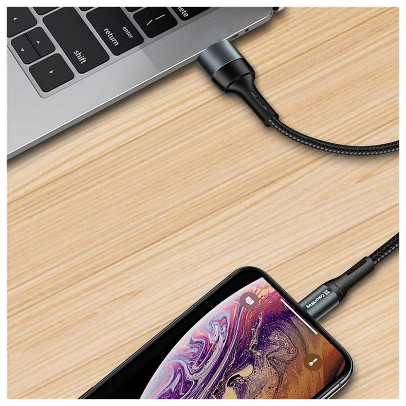 Кабель ColorWay USB-microUSB, nylon, 2.4А, 1м, Black (CW-CBUM045-BK)