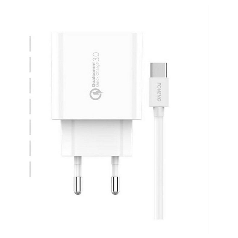 Сетевое зарядное устройство Foneng EU46 QC3.0 Charger (1USBх3A) White (EU46-CH-TC) + кабель USB Type