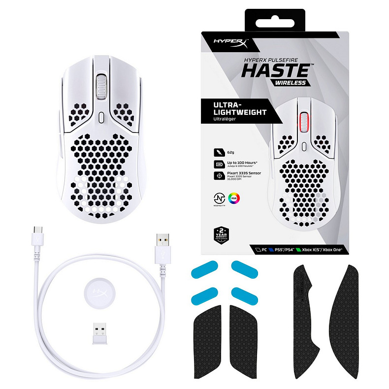 Мишка HyperX Pulsefire Haste WL, White (4P5D8AA)